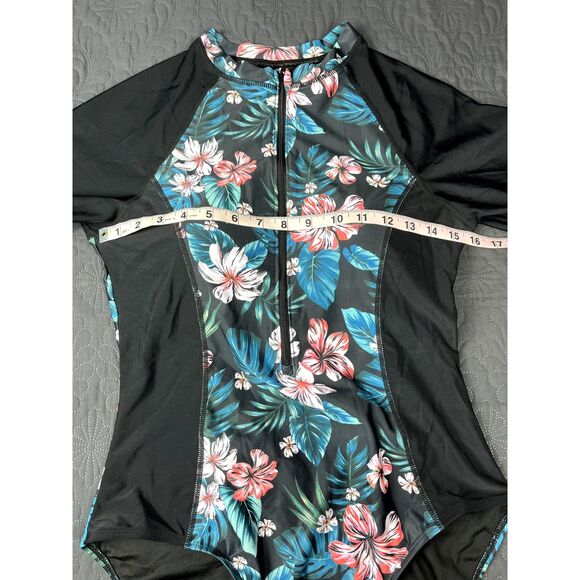 Daci Rash Guard Long Sleeve 1pc Swimsuit Zipper Surfing UPF 50 Summer SZ L:NWT - Picture 4 of 12